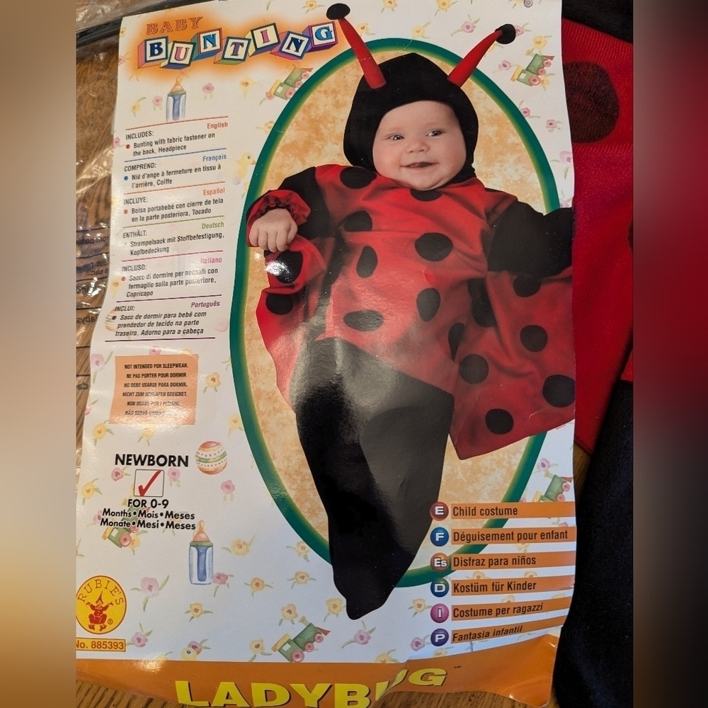 Rubies infant newborn Ladybug Costume includes a bunting bag & soft head piece - Picture 10 of 10